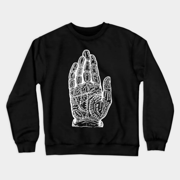 Vintage Fortune Telling Palmistry Hand Crewneck Sweatshirt by Pixelchicken